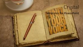  Presentation with journal - Presentation theme enhanced with find-your-voice-word-abstract background and a  colored foreground