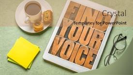  Presentation with personal - Presentation enhanced with find-your-voice-word-abstract background and a coral colored foreground