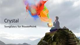  Presentation with balance - Beautiful PPT theme featuring finding inner balance mixed media backdrop and a  colored foreground