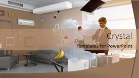  Presentation with balance - Amazing PPT theme having finding-inner-balance-mixed-media backdrop and a coral colored foreground