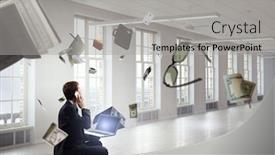  Presentation with balance - Slide deck with finding-inner-balance-mixed-media background and a light gray colored foreground