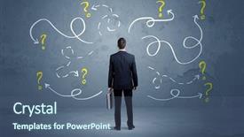  Presentation with problem solution - Theme featuring finding path - salesman in doubt can not background and a ocean colored foreground