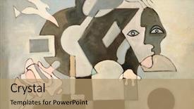  Presentation with fine art - Slide set with fine art - abstract oil painting with dove background and a coral colored foreground