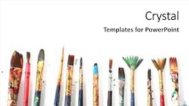  Presentation with fine art - PPT theme enhanced with fine art - brushes background and a white colored foreground