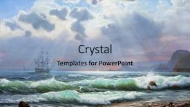  Presentation with sailboat - Colorful slide set enhanced with fine art - oil painting on canvas sailboat backdrop and a light blue colored foreground