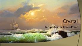  Presentation with sailboat - Slide set featuring fine art - oil painting on canvas sailboat background and a coral colored foreground