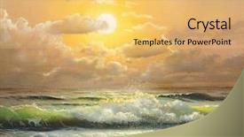  Presentation with sailboat - Cool new slide deck with fine art - oil painting on canvas sailboat backdrop and a yellow colored foreground