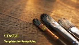  Presentation with painting old - PPT theme consisting of fine art - painting brushes on an old background and a tawny brown colored foreground