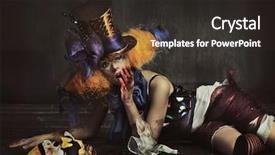  Presentation with scary - Slides featuring fine art - scary monster clown background and a wine colored foreground
