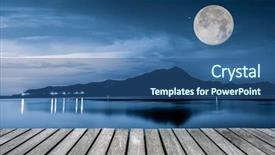  Presentation with trail - Beautiful presentation theme featuring fine art - trail and lake at night backdrop and a ocean colored foreground