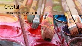  Presentation with messy - Slides featuring fine art - watercolors with messy brushes background and a coral colored foreground