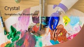  Presentation with fine art - Presentation design having fine art creativity painting background and a yellow colored foreground