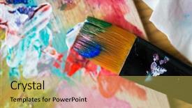  Presentation with fine art - Audience pleasing presentation design consisting of fine art creativity painting backdrop and a yellow colored foreground