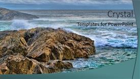  Presentation with fine art - Colorful PPT theme enhanced with fine art image of strong and resilient rocks at the sea backdrop and a seafoam green colored foreground