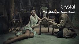  Presentation with fine art - PPT theme having fine art photo background and a dark gray colored foreground