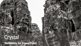  Presentation with fine art - PPT theme with fine art photohraphy in black and white edition of angkor wat temple complexes background and a dark gray colored foreground