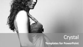  Presentation with fine art - Cool new PPT theme with fine art portrait of young pregnant woman studio photo backdrop and a gray colored foreground