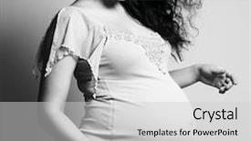  Presentation with fine art - PPT layouts consisting of fine art portrait of young pregnant woman studio photo background and a light gray colored foreground