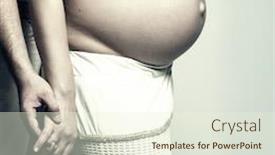  Presentation with fine art - Presentation enhanced with fine art portrait of young pregnant woman studio photo background and a cream colored foreground