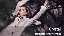  Presentation with fine art - Amazing presentation theme having fine art style photo of a gorgeous brunette holding branch backdrop and a wine colored foreground