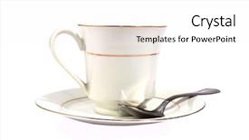  Presentation with tea cup - Cool new PPT theme with fine ceramic - tea cup with saucer isolated backdrop and a white colored foreground