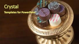  Presentation with candy cane - Beautiful PPT theme featuring fine chocolate candy on gold backdrop and a  colored foreground