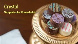  Presentation with candy cane - Slide set with fine chocolate candy on gold background and a tawny brown colored foreground