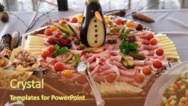  Presentation with classic - Slide set consisting of fine croatian ham sliced salami background and a tawny brown colored foreground