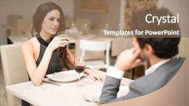  Presentation with dinner - Colorful slide deck enhanced with fine day - couple having dinner backdrop and a coral colored foreground