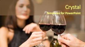  Presentation with restaurant toasting - Slide set with fine day - couple toasting wineglasses background and a tawny brown colored foreground