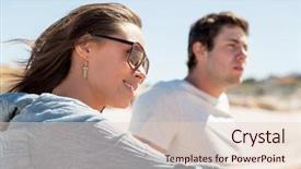  Presentation with beach - Cool new presentation theme with fine day - portrait of young woman backdrop and a  colored foreground