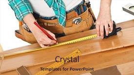  Presentation with carpenter - Presentation design featuring fine detail of woman carpenter at work background and a gold colored foreground