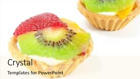  Presentation with fine dining - Audience pleasing slides consisting of fine dining desserts in the form of cream custard tarts backdrop and a blonde colored foreground