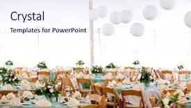 Presentation with dining - Presentation theme enhanced with fine dining during a wedding background and a sky blue colored foreground