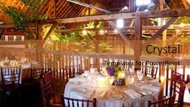  Presentation with dining table - Cool new PPT theme with fine dining in a barn backdrop and a red colored foreground