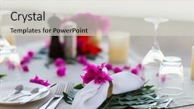  Presentation with dining restaurant - Beautiful PPT layouts featuring fine dining restaurant - beautifully served table for romantic backdrop and a light gray colored foreground