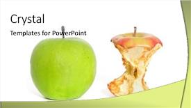  Presentation with green apple - Audience pleasing PPT theme consisting of fine green apple lying next backdrop and a  colored foreground