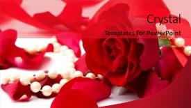  Presentation with pearl - Slide set with pearl beads and red roses background and a red colored foreground