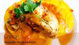  Presentation with pies - Colorful PPT layouts enhanced with fine-pies-roasted-chicken-parmesan backdrop and a gold colored foreground