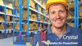  Presentation with labor - Theme with fine portrait of labor background and a ocean colored foreground