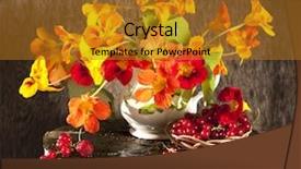  Presentation with berries - Presentation theme with fine print - bouquet of flowers and berries background and a gold colored foreground