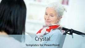  Presentation with helping - Presentation theme consisting of fine print - helping senior woman to read background and a  colored foreground