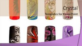  Presentation with nail art - Presentation design consisting of fine print - nail art handmade colorful nails background and a coral colored foreground