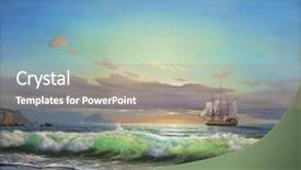  Presentation with sailboat - Amazing slide set having fine print - oil painting on canvas sailboat backdrop and a gray colored foreground