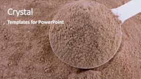  Presentation with flavor - Presentation design having fine protein powder with chocolate background and a coral colored foreground