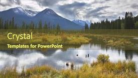  Presentation with ripples - Presentation theme enhanced with fine ripples on cold lake of northern mountains of canada background and a tawny brown colored foreground