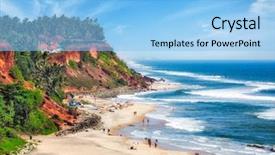  Presentation with india - Audience pleasing theme consisting of finest beaches - varkala beach kerala backdrop and a light blue colored foreground