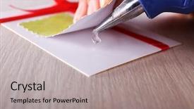  Presentation with red bow - Amazing PPT layouts having trigger finger - woman's hand making postcard backdrop and a light gray colored foreground