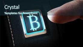  Presentation with press - Beautiful presentation theme featuring finger about to press bitcoin backdrop and a navy blue colored foreground