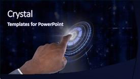  Presentation with black hand - Slides having finger against digitally generated black background and a navy blue colored foreground